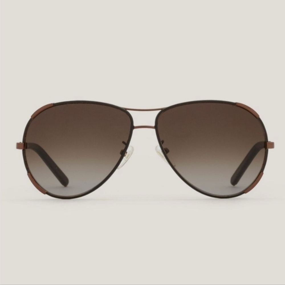 Chloe leather trim aviator sunglasses